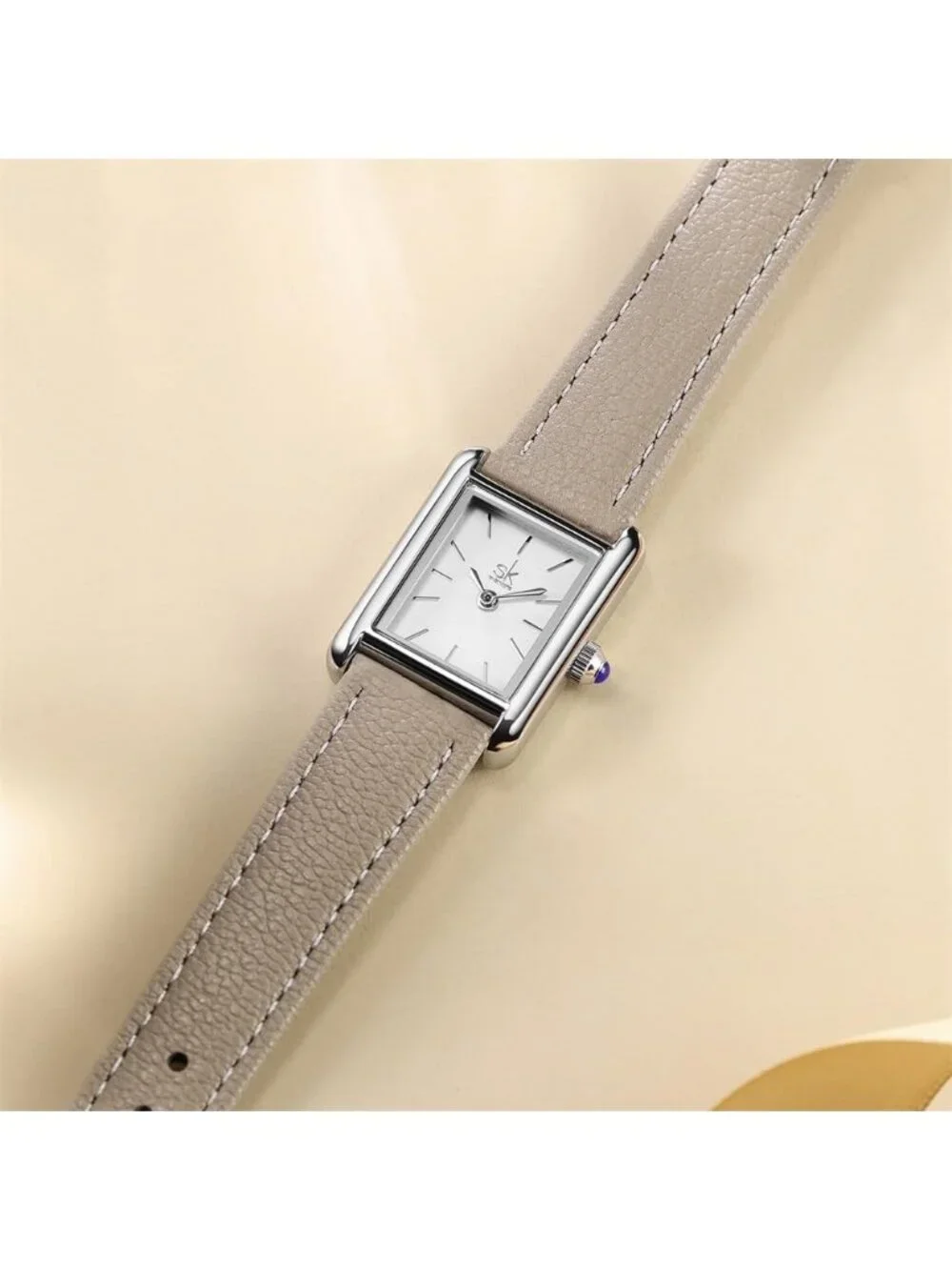 Women's Khaki Minimalist Vintage Square Leather Strap Vintage Classic Watches